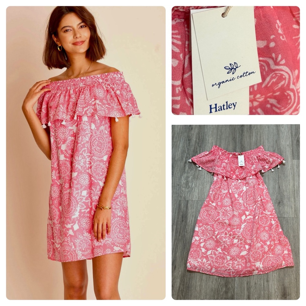 New with tags HATLEY pretty peplum off shoulder ruffle tassel summer dress.